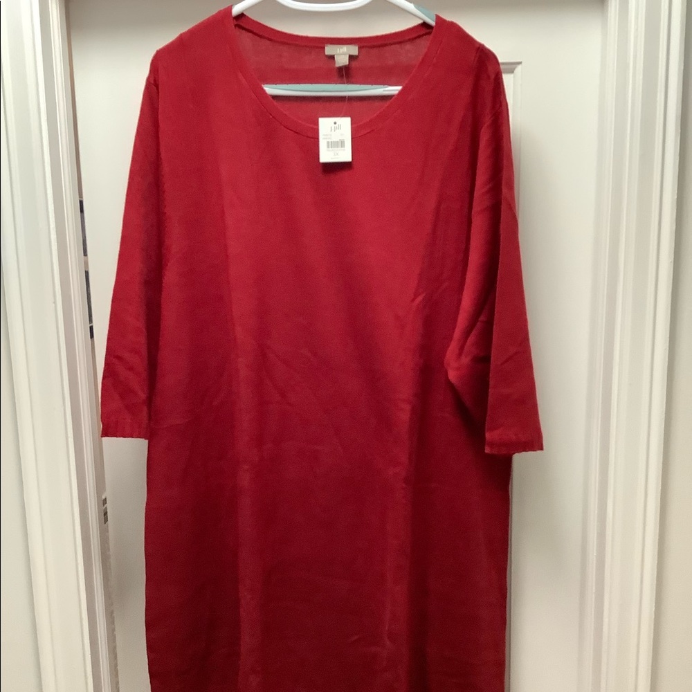 ⭐️NWT J.Jill 3X Red ❤️ (Lightweight/Medium Weight) Sweater Dress Wide Rib…